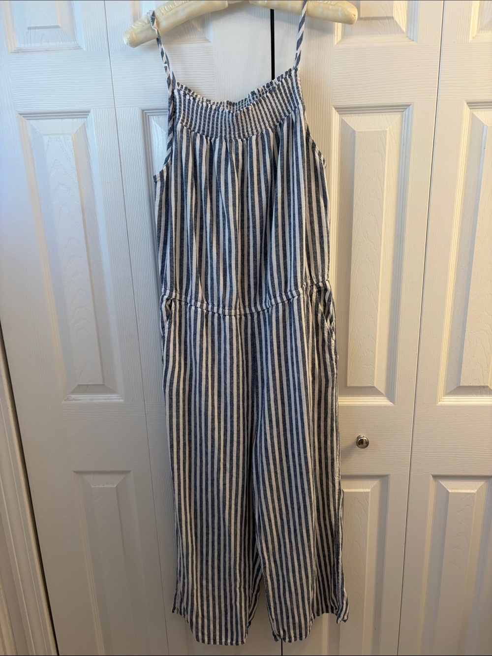 Old Navy Striped Blue & White Sleeveless Jumpsuit